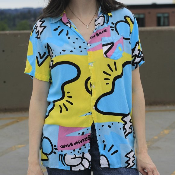REASON CLOTHING Rugrats Style button up tee - Picture 1 of 3